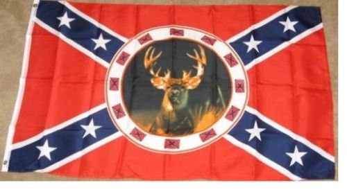 Rebel Single Deer Flag 3x5ft Poly - R-62