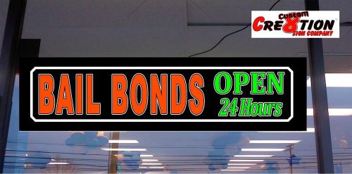 Led light up sign- bail bonds open 24 hr 46&#034;x12&#034; neon/banner alt. - window sign for sale