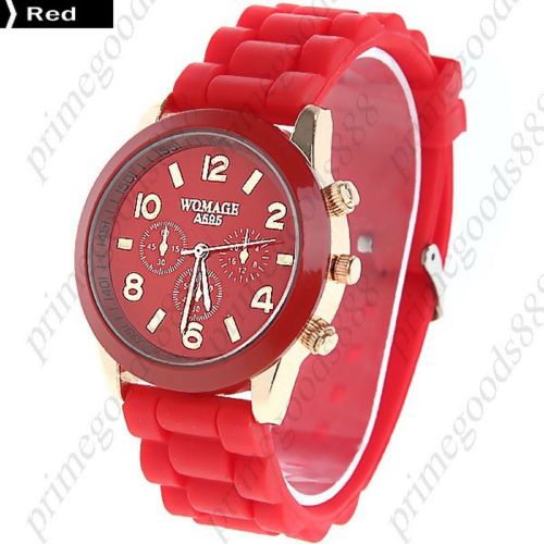 Unisex Quartz Wrist Watch with Round Case in Red Free Shipping WristWatch