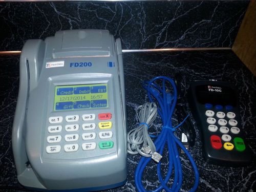 First data fd-200 credit card, check reader terminal with fd-10c pinpad usb for sale