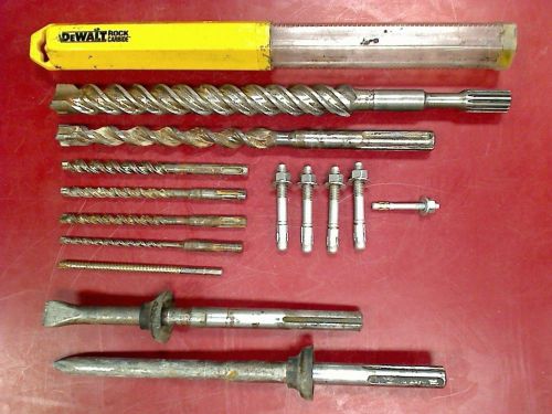 HILTI(6), DEWALT(1), VA(1) 8pc ROTO-HAMMER / MASONRY BITS &amp; CHISELS