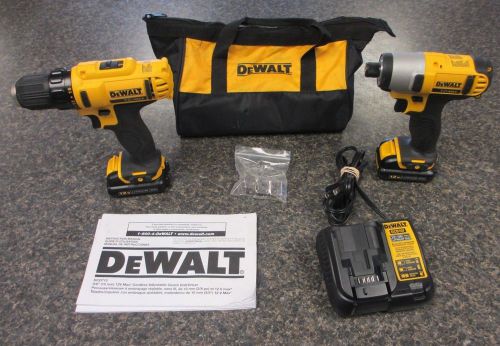 DEWALT DCK211S2 12 VOLT MAX DRILL &amp; IMPACT DRIVER CORDLESS COMBO KIT &amp; BAG