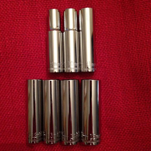 New craftsman  3/8&#034; drive size, 12pt deep metric socket 9mm thru 15mm for sale