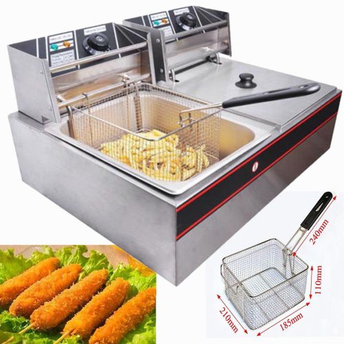 5000W Deep Fryer Electric Commercial Tabletop Restaurant Frying 2 Basket Scoop