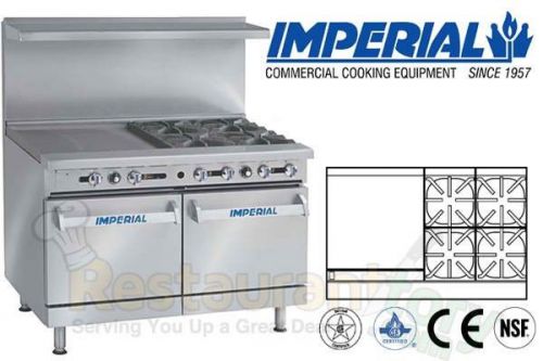 IMPERIAL COMMERCIAL RESTAURANT RANGE 48&#034; W/ 24&#034; GRIDDLE PROPANE IR-4-G24