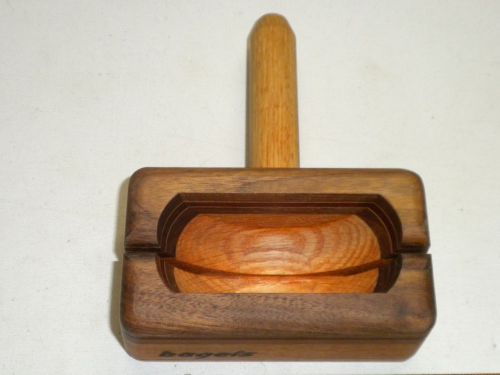 Hardwood &amp; Exotic Wooden Inlay Bagel Slicer/Holder! Excellent Condition!