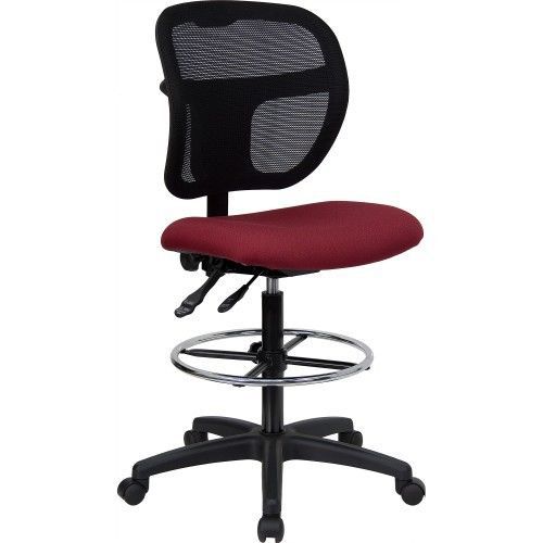 Flash furniture wl-a7671syg-by-d-gg mid-back mesh drafting stool with burgundy f for sale