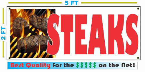 Full Color STEAKS BANNER Sign Larger Size Delivery Flag Restaurant Box Cart