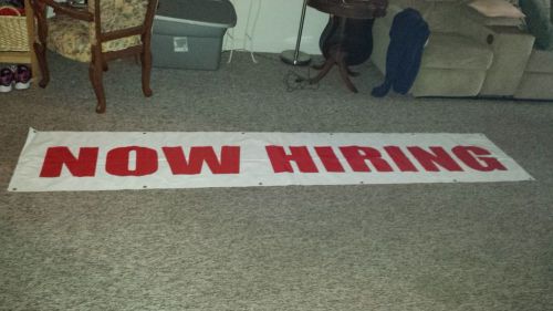 Now hiring all weather banner sign heavy duty 10&#039; x 2&#039; large! for sale