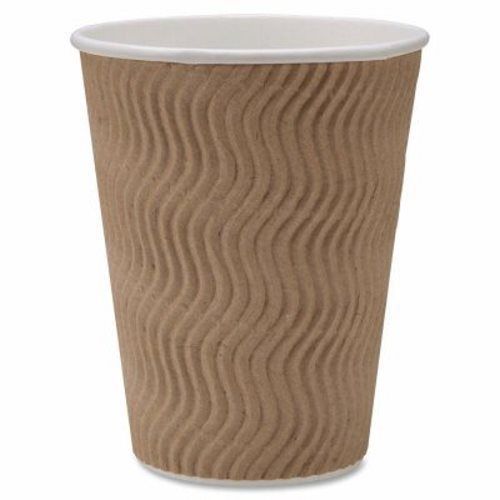 Genuine Joe Rippled Hot Cup, 12-oz., 500/CT, Brown (GJO11260CT)