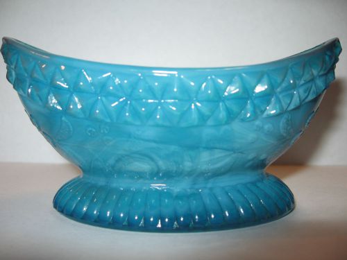 Blue Milk wildflower glass oval salt dip cellar celt flowers pattern art master