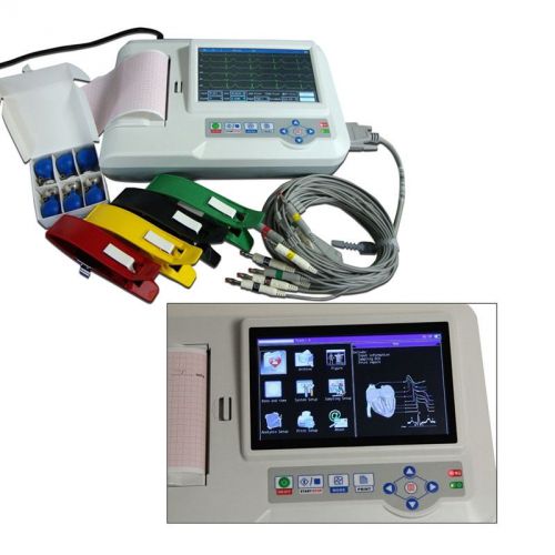 6-channel Electrocardiograph ECG EKG Machine LED backlight+Software analysis