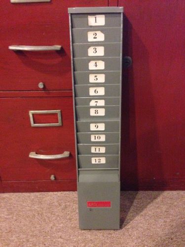 Vintage Lathem Metal 12 Slot Time Card Holder Antique