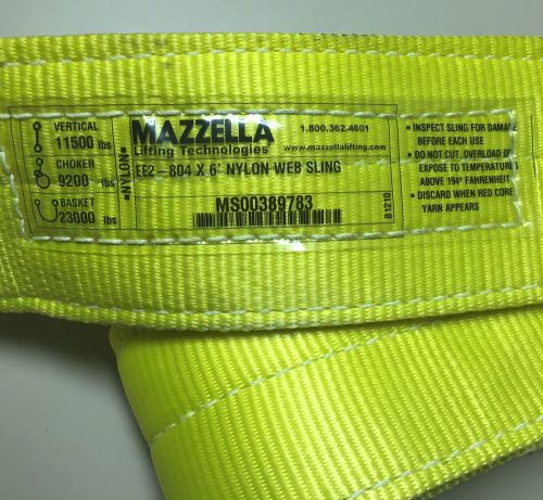 Mazzella ee2-804  6&#039; web sling choker: 9,200# vertical: 11,500# basket: 23,000# for sale