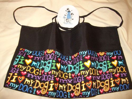 Black Server Waiter Waitress Waist Apron Love Dog Name Embroidered FREE