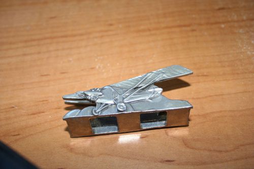 Airplane Business Card Holder, Propeller Plane,  Pewter Pilot/Aircraft.  Seafull