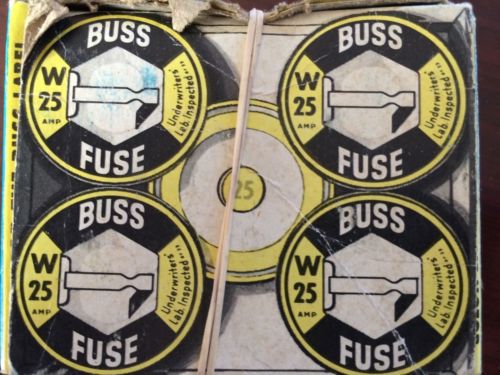 Vintage Buss Fuses 25amp Type W Qty:4