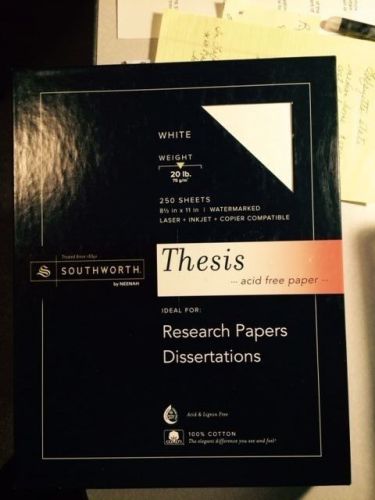 Southworth Thesis paper.   20 lb. acid free, white 100% cotton. Full box of 250