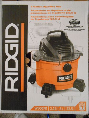 RIDGID WD0670 6gl. WET/DRY VACUUM.............FREE SHIPPING!