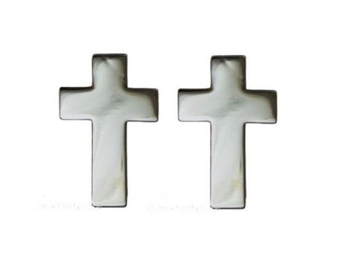 Police Fire Chaplain Silver Cross Christian Shirt Uniform Collar Pins Brass PAIR