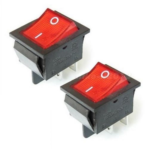 2Pcs Red 4 Pin Light On/off Boat Rocker Switch 250V 15A AC AMP 125V/20A MKLG