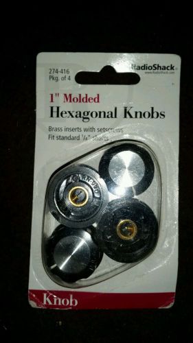 Hexagonal RadioShack Control Knobs 3/4&#034; Skirted &amp; Indexed Standard 1/4&#034; Shafts