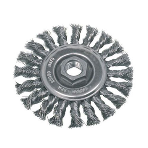 4&#034; x 5/8-11&#034; knot wheel wire brush (carbon steel) - standard twist cgw 60514 for sale