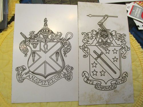 Engraving templates college fraternity alpha chi rho &amp; phi delta theta crest for sale