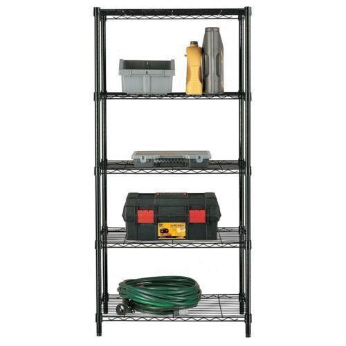 5 Tier Steel Wire Heavy Duty Black Shelving Storage Unit Garage EASY ASSEMBLY