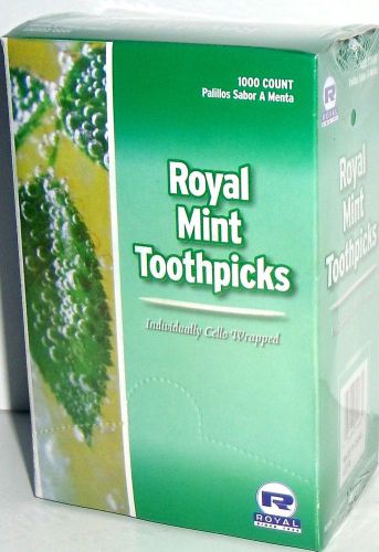 1 box 1000 count individually cello wrapped mint toothpicks rm115 royal new for sale