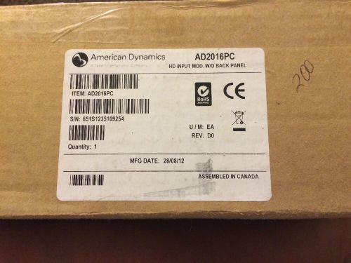 American Dynamics AD2016PC HD Input Mod W/o Back Panel