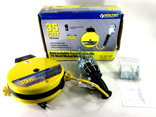 VOLTEC 07-00253 16/3 SJTW METAL GUARD WORKLIGHT RETRACTABLE REEL YELLOW/BLK 35&#039;