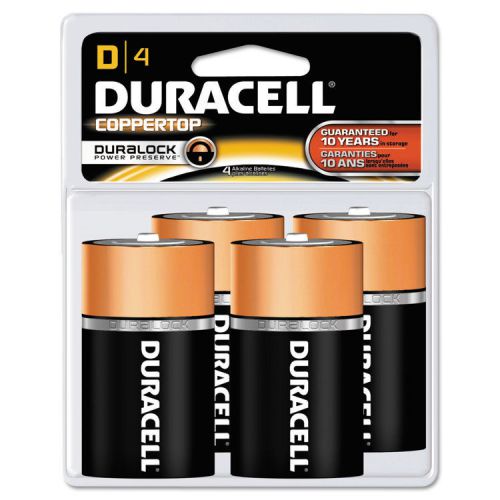 CopperTop Alkaline Batteries with Duralock Power Preserve Technology, D, 4/Pk