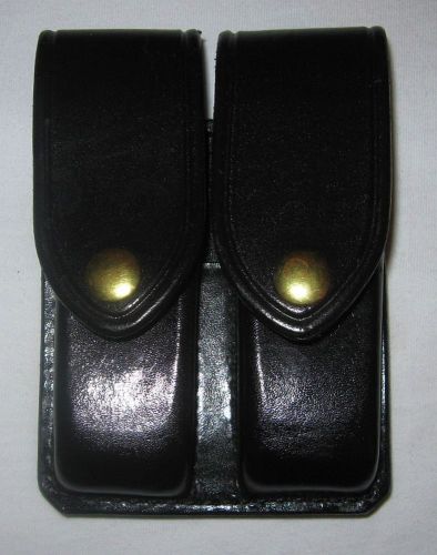 New! Don Hume D407 Black Leather Double Magazine Holder, 9/40, 2-1/4&#034; Duty Belt