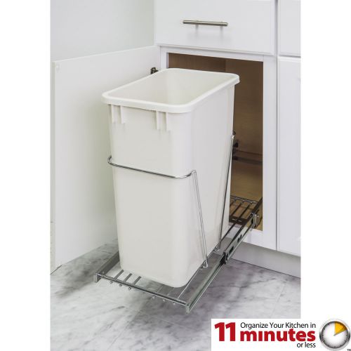 Kitchen cabinet trash can pullout rollout garbage  white 35qt waste can included for sale