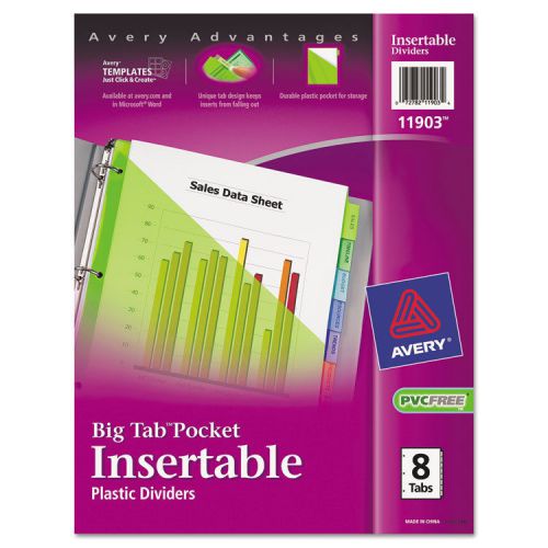 Big Tab Plastic Dividers, Slash Pocket, 8-Tab, Letter, Assorted