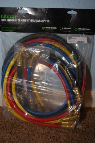 HILMOR - 60&#034; REFRIGERANT HOSES SET OF 4 RYB &amp; BLK W/ BALL VALVE ADAPTERS