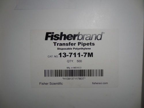 Fisherbrand Disposable Transfer Pipettes  #13-711-7M Qty 500 Pipets 15cm 7.7mL