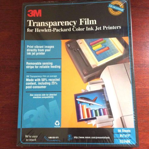 New Sealed 3M CG3460 InkJet Transparency Film 50 Sheets NIB