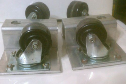 Casters- 3 inch X 1 3/4 inch wheels-ball bearing swivel base plate-aluminum