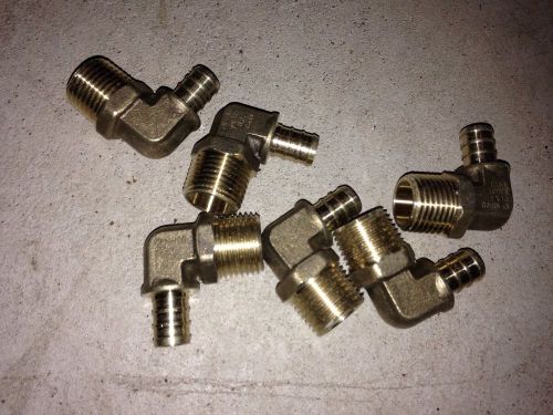 10-1/2&#034; PEX x 1/2&#034; Male NPT 90 Threaded Adapters - Brass Crimp Fittings