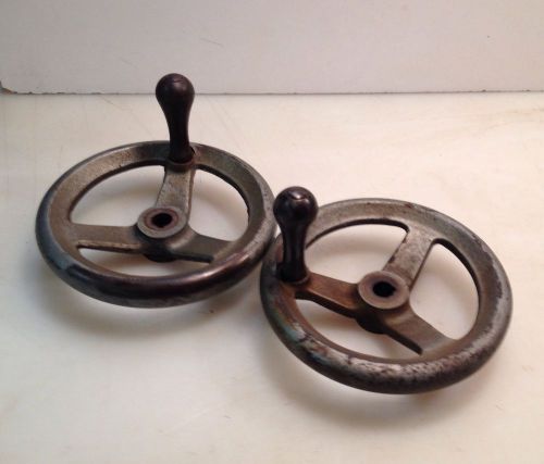 2 Vintage Bed Jointer Elevation Adjusters Hand Wheels 6&#034; Dia 1/2&#034; Shaft Delta