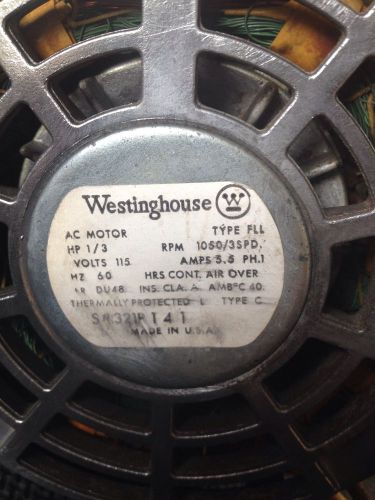 WESTINGHOUSE 321P141 1/3 hp, 1050 rpm 3 SPD Type FE 115v SER874 115V