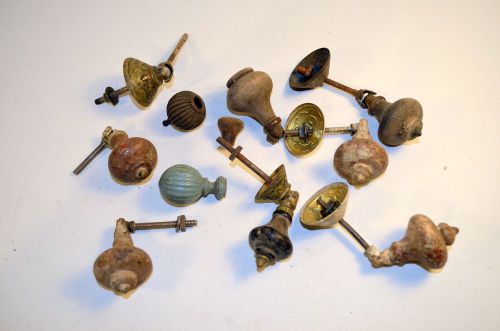 Lot of 11 Antique Vintage Wood Metal Knob Teardrop Cabinet Drawer Hardware