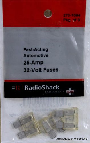Radioshack® 25-amp 32v automotive fuse fast acting (3-pack) model: 270-1084 new! for sale