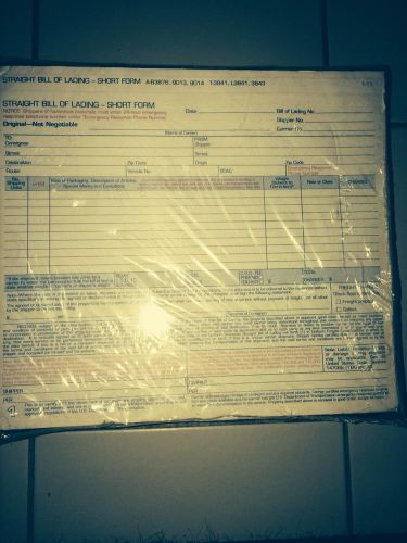 STRAIGHT BILL OF LADING - SHORT FORM  3 PART ADAMS - 250 COPIES