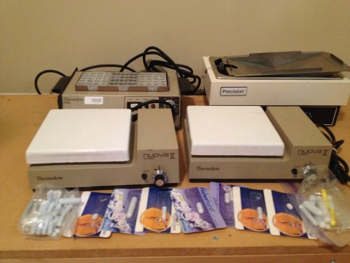 Lot: Thermolyne Stir Plates (2), Stir Bars (30+), Dry Bath and Water Bath