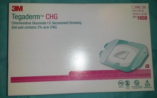 3M 1658 Tegaderm Chlorhexidine CHG IV Securement Dressing 10x12cm(4X4-3/4) Bx/25