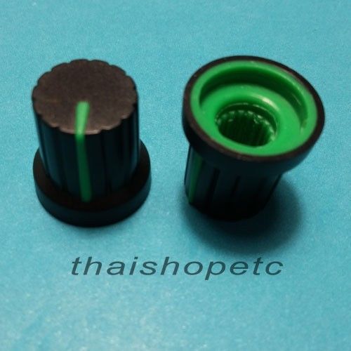 20 pcs Knob Black with Green Mark for Potentiometer Pot