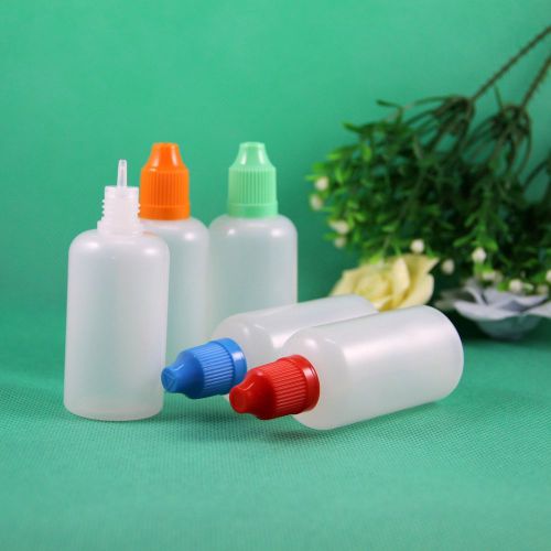 100 pcs 50 ml ldpe plastic child proof dropper bottles long thin needle drop tip for sale